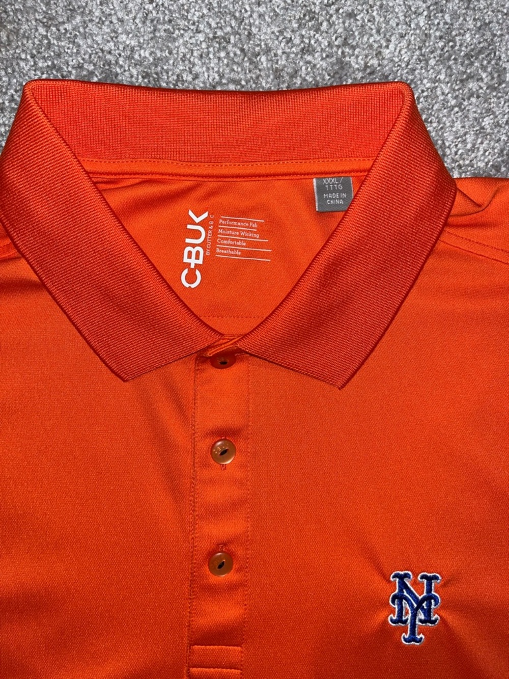 Orange 100% Poly New York Mets Golf Polo Shirt 3XL Big Man Cutter Buck Sewn Logo